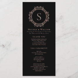 Elegant Monogram Moderne Klassieke Zwarte Bruiloft Programmakaart