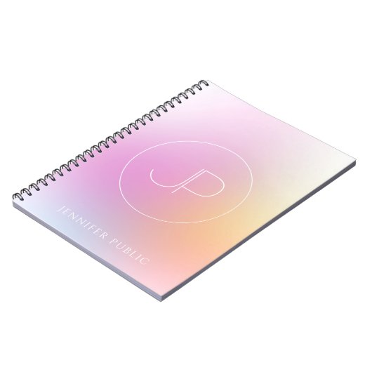 Elegant Monogram Moderne Kleurrijke Sjabloon Notitieboek (Linkerzijde)