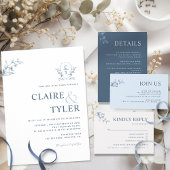 Elegant Monogram Moderne Minimale Blauwe Bouw Uitn Kaart