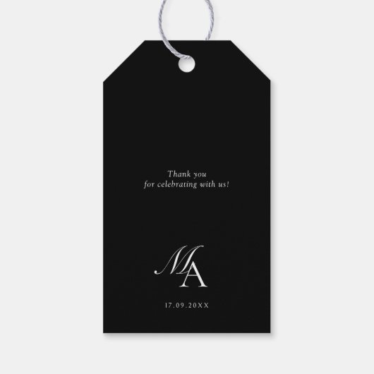 Elegant monogram moderne minimalistische bruiloft cadeaulabel (Achterkant)