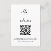 Elegant monogram moderne minimalistische bruiloft informatiekaartje (Voorkant)