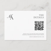 Elegant monogram moderne minimalistische bruiloft informatiekaartje (Voorkant)