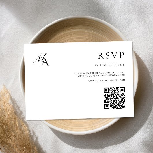 Elegant monogram moderne minimalistische bruiloft RSVP kaartje