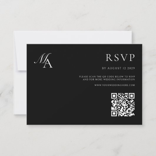 Elegant monogram moderne minimalistische bruiloft RSVP kaartje (Voorkant)