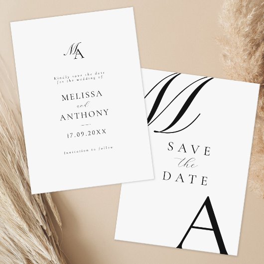 Elegant monogram moderne minimalistische bruiloft save the date