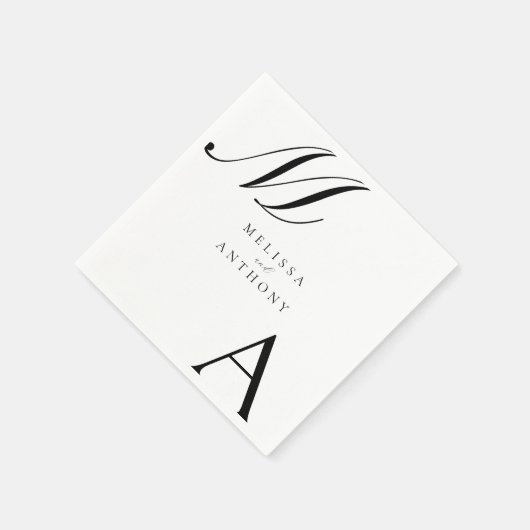 Elegant monogram moderne minimalistische bruiloft servet (Hoek)