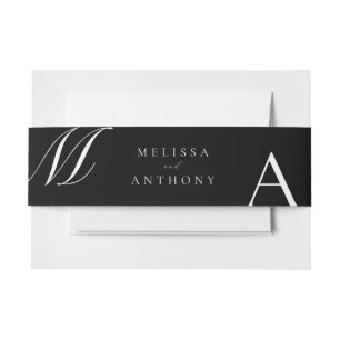 Elegant monogram moderne minimalistische bruiloft uitnodigingen wikkel