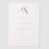 Elegant monogram moderne minimalistische bruiloft vellum uitnodigingen (Voorkant)