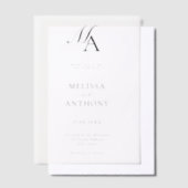 Elegant monogram moderne minimalistische bruiloft vellum uitnodigingen (Offset)