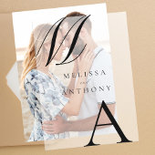 Elegant monogram moderne minimalistische bruiloft vellum uitnodigingen