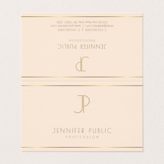 Elegant Monogram Moderne Minimalistische Sjabloon  Visitekaartje (Buitenkant ongevouwen)