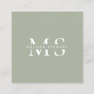 Elegant monogram moderne salie groen professional vierkante visitekaartje