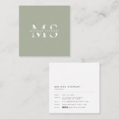 Elegant monogram moderne salie groen professional vierkante visitekaartje (Voorkant / Achterkant)