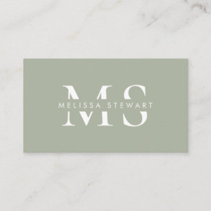 Elegant monogram moderne salie groen professional visitekaartje