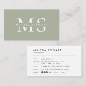 Elegant monogram moderne salie groen professional visitekaartje (Voorkant / Achterkant)