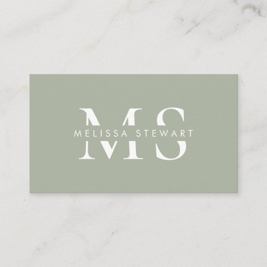 Elegant monogram moderne salie groen professional visitekaartje (Voorkant)