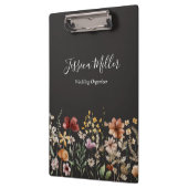Elegant Monogram Mooi Waterverf Wildbloem Klembord (Links)