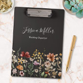 Elegant Monogram Mooi Waterverf Wildbloem Klembord