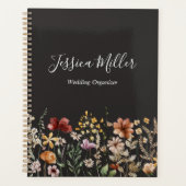 Elegant Monogram Mooi Waterverf Wildbloem  Planner (Voorkant)