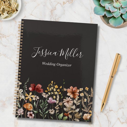 Elegant Monogram Mooi Waterverf Wildbloem  Planner