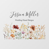 Elegant Monogram Mooi Waterverf Wildbloem Raamsticker (Vel)