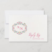 Elegant Monogram Mooie Ingewikkelde Bloem Bruiloft RSVP Kaartje (Voorkant)