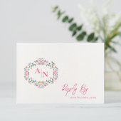 Elegant Monogram Mooie Ingewikkelde Bloem Bruiloft RSVP Kaartje (Staand voorkant)