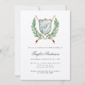 Elegant Monogram Muziek Crest Verjaardagsfeest Kaart (Voorkant)