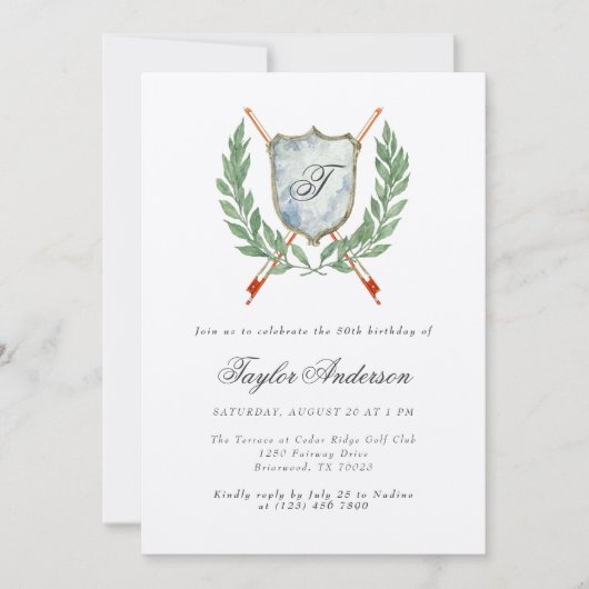 Elegant Monogram Muziek Crest Verjaardagsfeest Kaart (Voorkant)