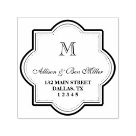 Elegant Monogram Naam & Adres Zelfinktende Stempel