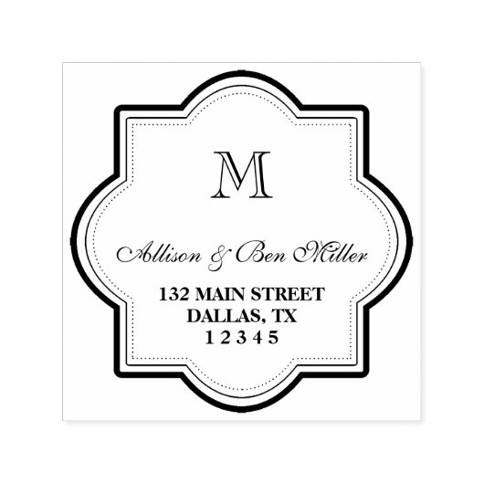 Elegant Monogram Naam & Adres Zelfinktende Stempel (Design)