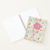 Elegant monogram naam bloemenpatroon gepersonalise notitieboek (Binnen)