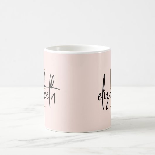 Elegant Monogram Naam Blush Pink Script Koffiemok (Center)