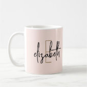 Elegant Monogram Naam Blush Pink Script Koffiemok (Links)