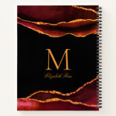 Elegant Monogram Naam Burgundy Rust Gold Black Notitieboek (Achterkant)