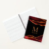 Elegant Monogram Naam Burgundy Rust Gold Black Notitieboek (Binnen)