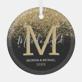 Elegant Monogram Naam kerstglas Ornament (Voorkant)