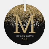 Elegant Monogram Naam kerstglas Ornament (Achterkant)