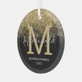 Elegant Monogram Naam kerstglas Ornament (Voorkant links)