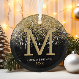 Elegant Monogram Naam kerstglas Ornament