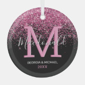 Elegant Monogram Naam kerstglas Ornament (Voorkant)