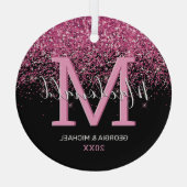 Elegant Monogram Naam kerstglas Ornament (Achterkant)