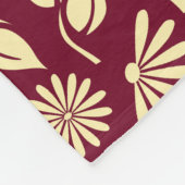 Elegant Monogram Naam Leaf Daisy Pattern Burgundy Fleece Deken (Hoek)