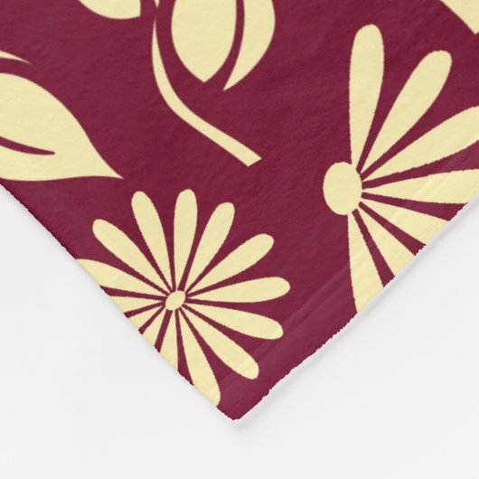 Elegant Monogram Naam Leaf Daisy Pattern Burgundy Fleece Deken (Hoek)