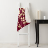 Elegant Monogram Naam Leaf Daisy Pattern Burgundy Sherpa Deken (In situ)