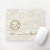 Elegant Monogram Naam Linen Swirl Patroon Muismat (Met muis)