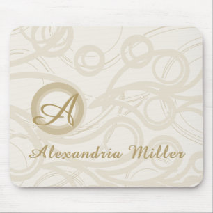 Elegant Monogram Naam Linen Swirl Patroon Muismat