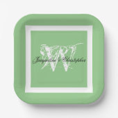 Elegant Monogram Naam Modern Chic Soft Mint Green Papieren Bordje (Voorkant)