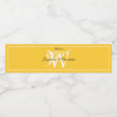 Elegant monogram + Naam Modern Chic Yellow Wedding Waterfles Etiket (Enkel label)