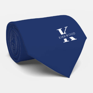 Elegant monogram + naam Navy Blue tweeslachtig Stropdas